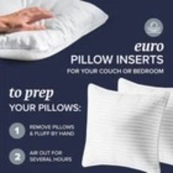 Beckham Hotel Collection Euro Pillow Inserts set of 2 26x26 Down Alternative New - Picture 7 of 8